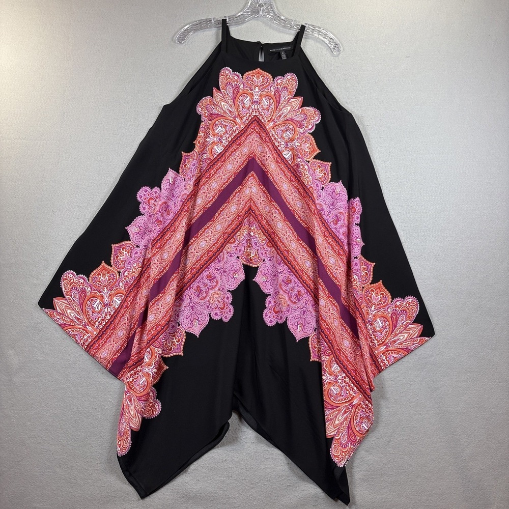 White House Black Market 12 Scarf Shift Dress Colorful All Over Print Geometric